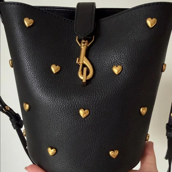 Rebecca Minkoff Black Crossbody Bag with Gold Heart Accents - Picture 4 of 10